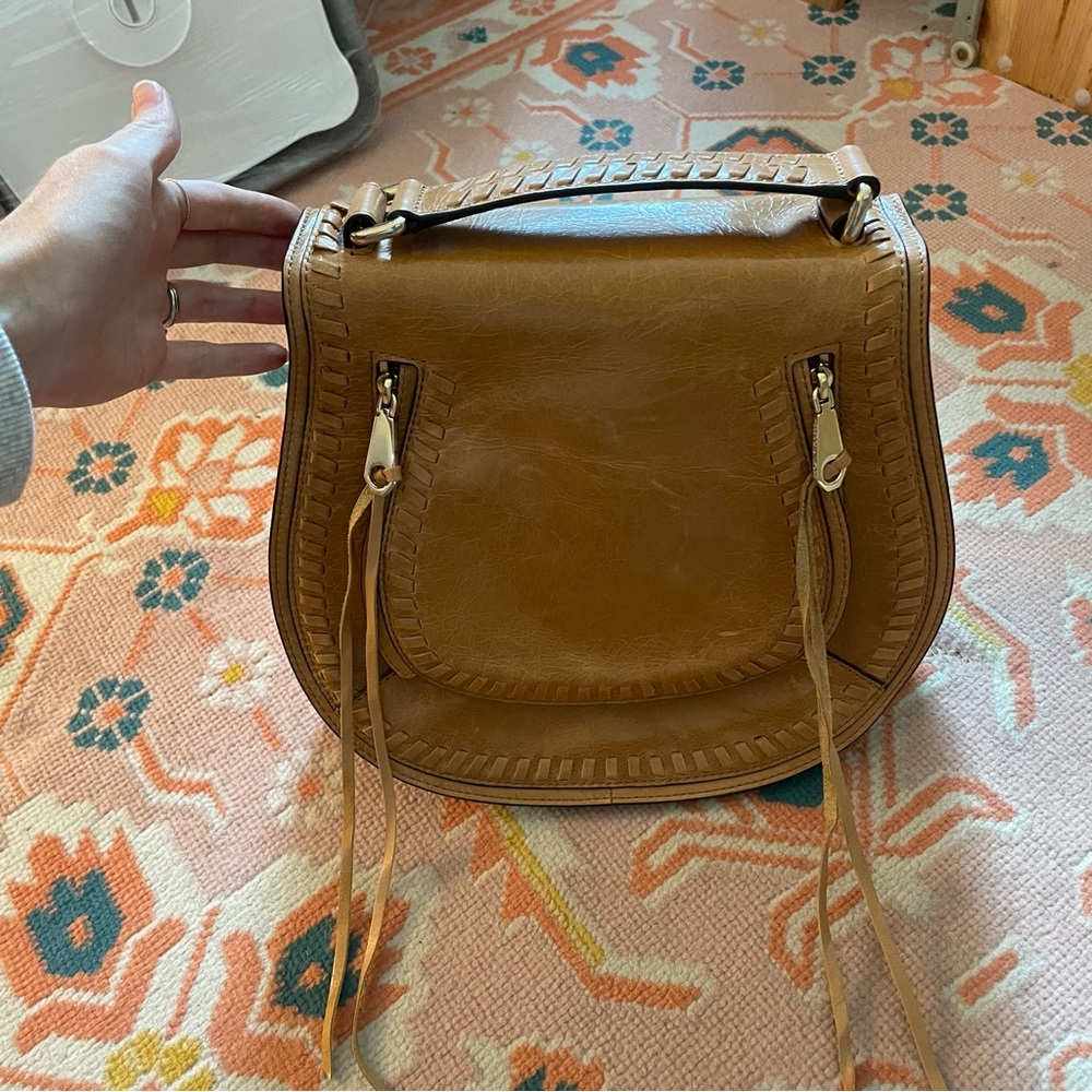 Rebecca Minkoff Leather Vanity Saddle Bag Cognac - Picture 2 of 16